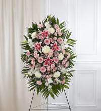 Pink & White Funeral Stand